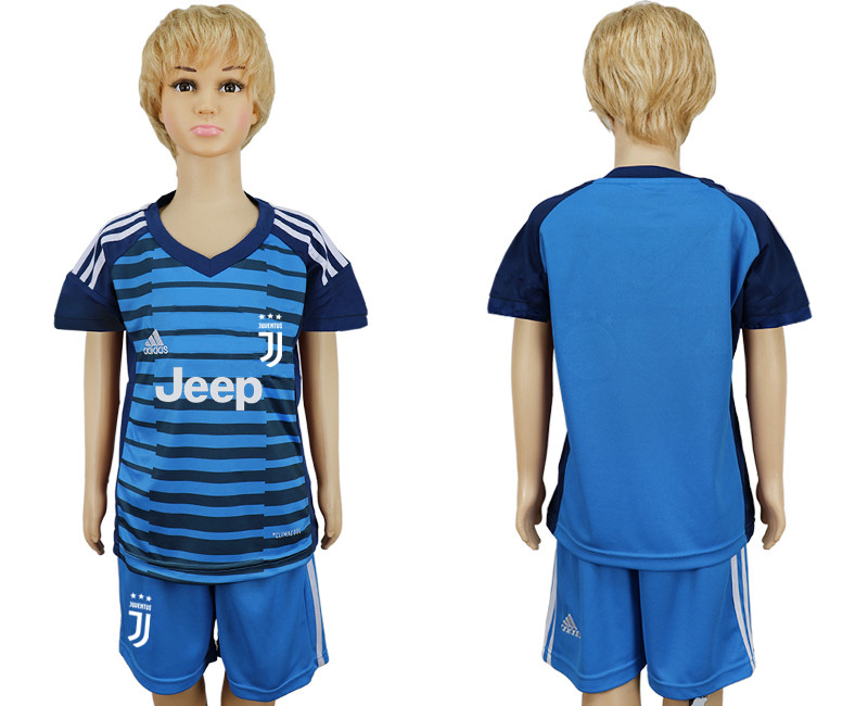 2017 18 Juventus Lake Blue Youth Goalkeeper Soccer Jersey