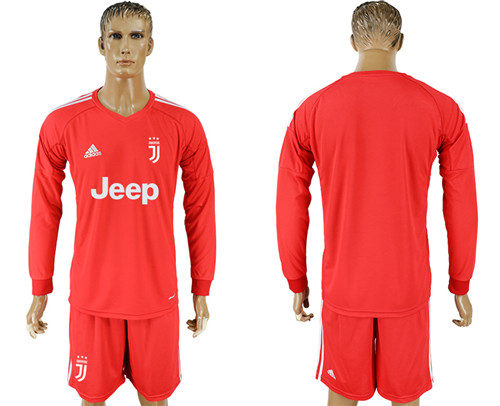 2017 18 Juventus Red Long Sleeve Goalkeeper Soccer Jersey