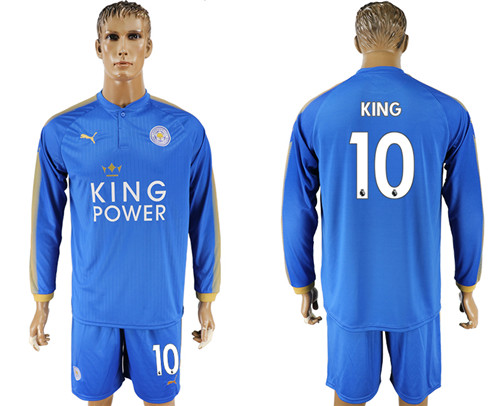 2017 18 Leicester City 10 KING Home Long Sleeve Soccer Jersey