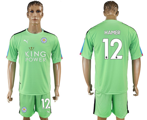 2017 18 Leicester City 12 HAMER Green Goalkeeper Soccer Jersey