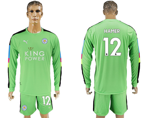 2017 18 Leicester City 12 HAMER Green Long Sleeve Goalkeeper Soccer Jersey