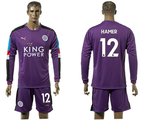 2017 18 Leicester City 12 HAMER Purple Long Sleeve Goalkeeper Soccer Jersey