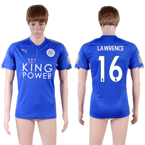 2017 18 Leicester City 16 LAWRENCE Home Thailand Soccer Jersey