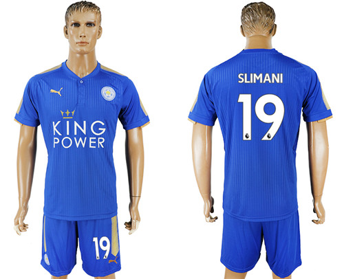 2017 18 Leicester City 19 SLIMANI Home Soccer Jersey