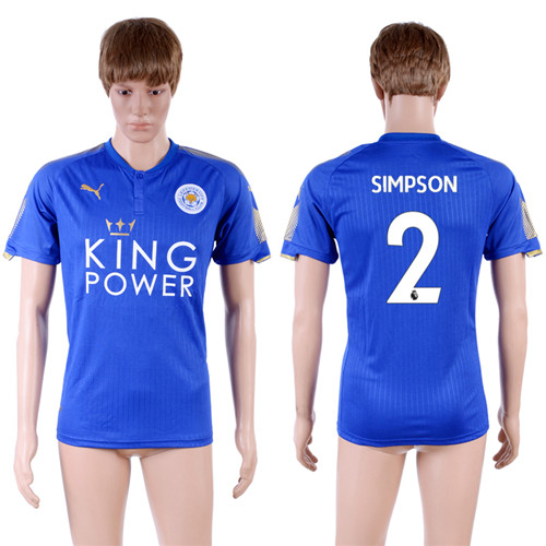 2017 18 Leicester City 2 SIMPSON Home Thailand Soccer Jersey
