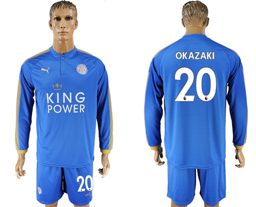 2017 18 Leicester City 20 OKAZAKI Home Long Sleeve Soccer Jersey