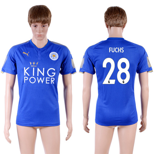 2017 18 Leicester City 28 FUCHS Home Thailand Soccer Jersey