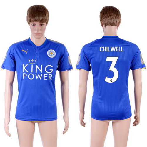 2017 18 Leicester City 3 CHILWELL Home Thailand Soccer Jersey