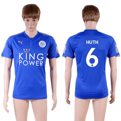 2017 18 Leicester City 6 HUTH Home Thailand Soccer Jersey