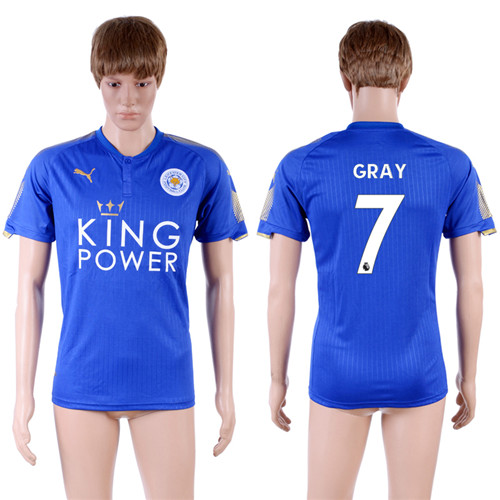 2017 18 Leicester City 7 GRAY Home Thailand Soccer Jersey