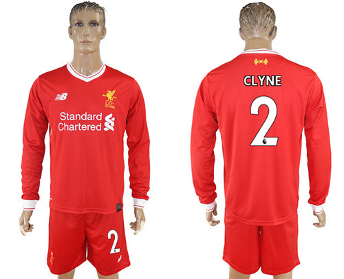 2017 18 Liverpool 2 CLYNE Home Long Sleeve Soccer Jersey