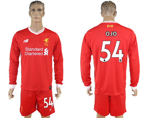 2017 18 Liverpool 54 OJO Home Long Sleeve Soccer Jersey