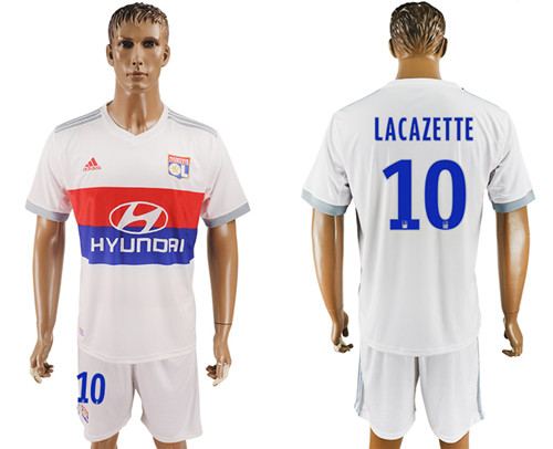 2017 18 Lyon 10 LACAZETTE Home Soccer Jersey