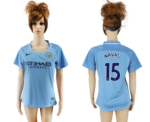2017 18 Manchester City 15 NAVAS Home Women Soccer Jersey