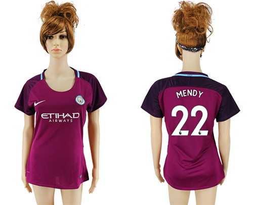 2017 18 Manchester City 22 MENDY Away Women Soccer Jersey