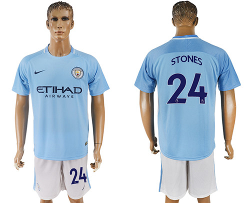 2017 18 Manchester City 24 STONES Home Soccer Jersey