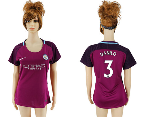 2017 18 Manchester City 3 DANILO Away Women Soccer Jersey