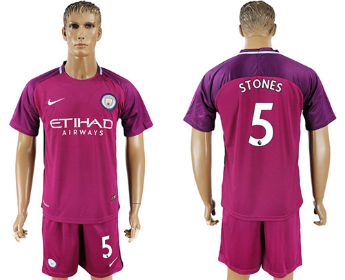 2017 18 Manchester City 5 STONES Away Soccer Jersey