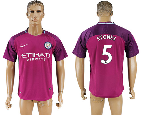 2017 18 Manchester City 5 STONES Away Thailand Soccer Jersey