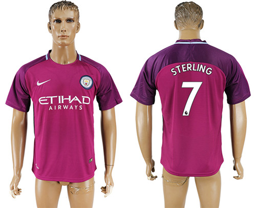 2017 18 Manchester City 7 STERLING Away Thailand Soccer Jersey