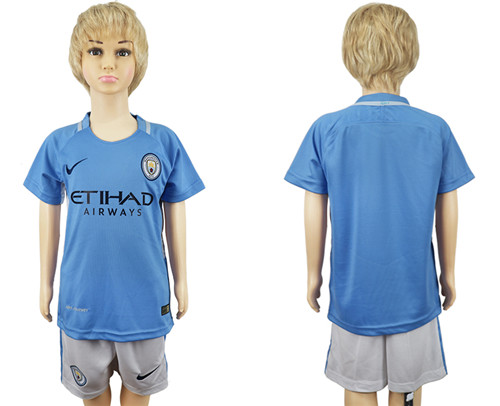 2017 18 Manchester City Home Youth Soccer Jersey