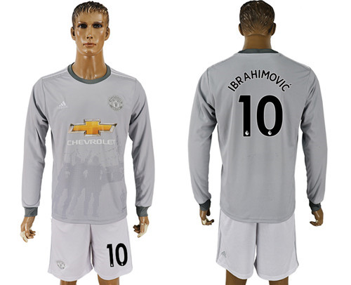 2017 18 Manchester United 10 IBRAHIMOVIC Third Away Long Sleeve Soccer Jersey