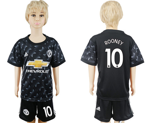 2017 18 Manchester United 10 ROONEY Away Youth Soccer Jersey