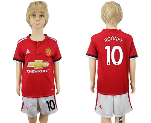 2017 18 Manchester United 10 ROONEY Home Youth Soccer Jersey