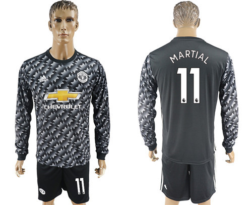 2017 18 Manchester United 11 MARTIAL Away Long Sleeve Soccer Jersey