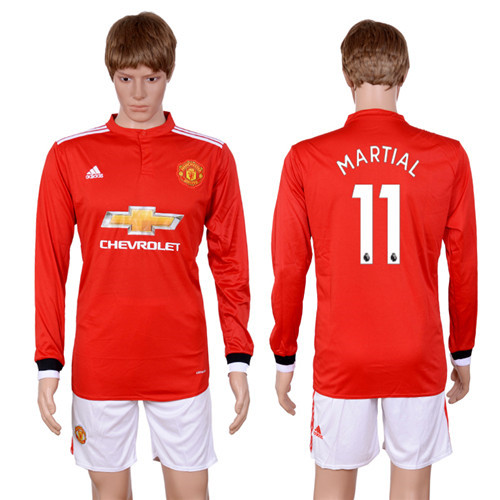2017 18 Manchester United 11 MARTIAL Home Long Sleeve Soccer Jersey