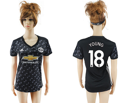 2017 18 Manchester United 18 YOUNG Away Women Soccer Jersey