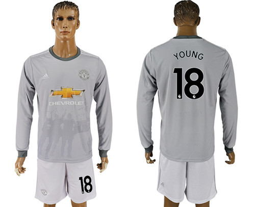 2017 18 Manchester United 18 YOUNG Third Away Long Sleeve Soccer Jersey