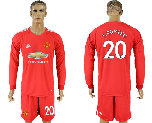 2017 18 Manchester United 20 S.ROMERO Red Goalkeeper Long Sleeve Soccer Jersey