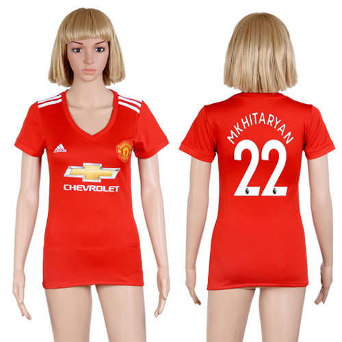 2017 18 Manchester United 22 MKHITARYAN Home Women Soccer Jersey