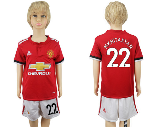 2017 18 Manchester United 22 MKHITARYAN Home Youth Soccer Jersey