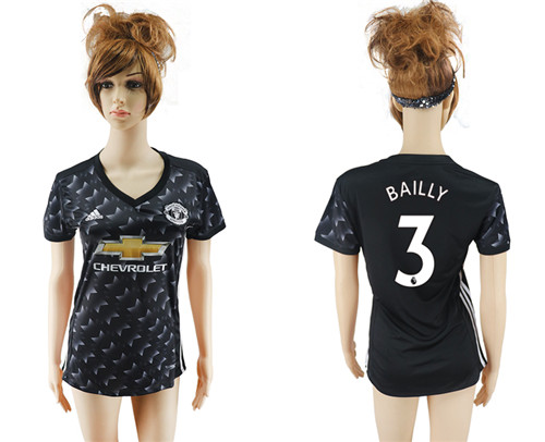 2017 18 Manchester United 3 BAILLY Away Women Soccer Jersey