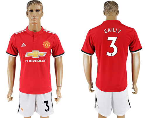 2017 18 Manchester United 3 BAILLY Home Soccer Jersey