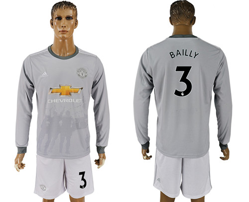 2017 18 Manchester United 3 BAILLY Third Away Long Sleeve Soccer Jersey