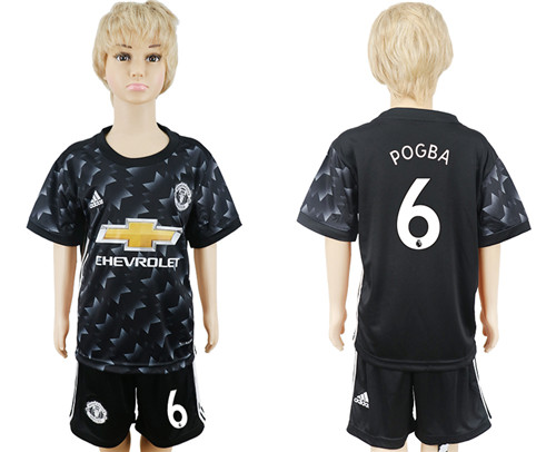 2017 18 Manchester United 6 POGBA Away Youth Soccer Jersey