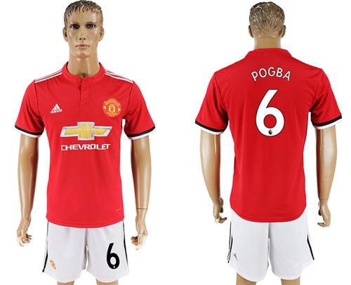 2017 18 Manchester United 6 POGBA Home Soccer Jersey