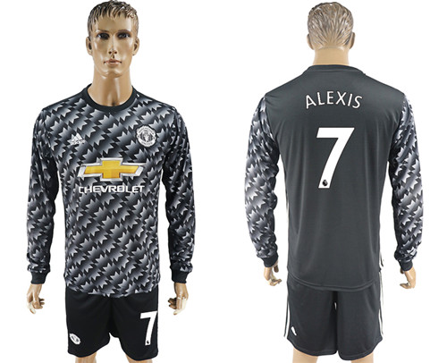 2017 18 Manchester United 7 ALEXIS Away Long Sleeve Soccer Jersey