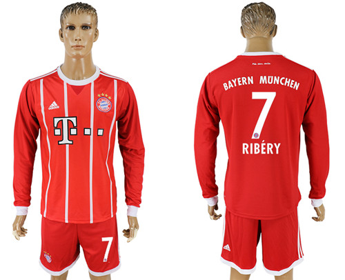 2017 18 Manchester United 7 RIBERY Home Long Sleeve Soccer Jersey