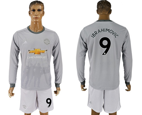 2017 18 Manchester United 9 IBRAHIMOVIC Third Away Long Sleeve Soccer Jersey