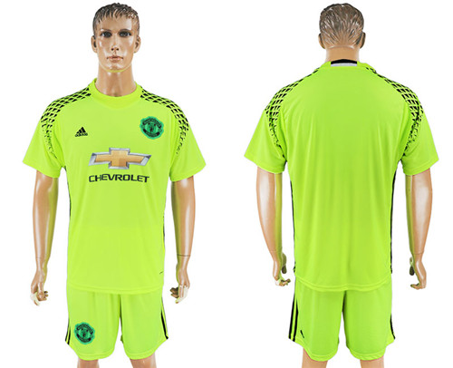 2017 18 Manchester United Fluorescent Green Goalkeeper Soccer Jersey
