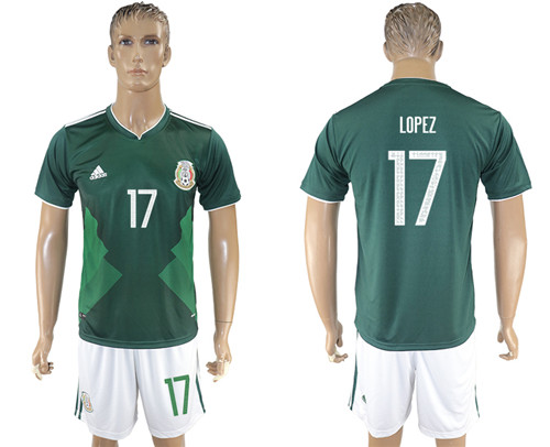 2017 18 Mexico 17 LOPEZ Home Soccer Jersey