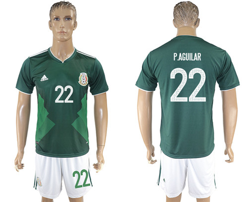 2017 18 Mexico 22 P.AGUILAR Home Soccer Jersey