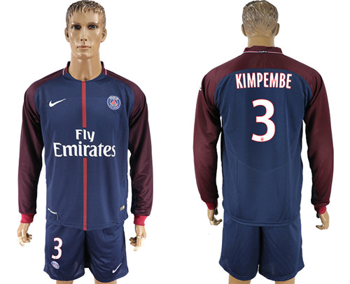 2017 18 Paris Saint Germain 3 KIMPEMBE Home Long Sleeve Soccer Jersey