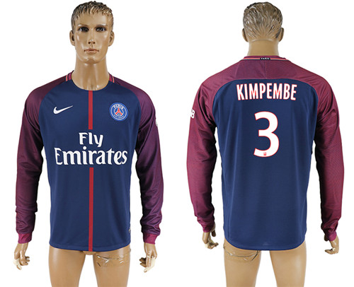 2017 18 Paris Saint Germain 3 KIMPEMBE Home Long Sleeve Thailand Soccer Jersey