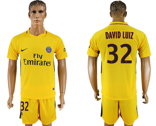2017 18 Paris Saint Germain 32 DAVID LUIZ Away Soccer Jersey