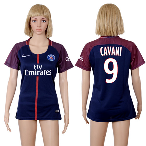 2017 18 Paris Saint Germain 9 CAVANI Home Women Soccer Jersey